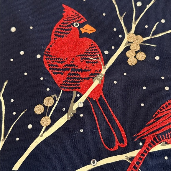 Croft & Barrow Holiday Cardinal Long Sleeve Tee Shirt - Picture 3 of 10